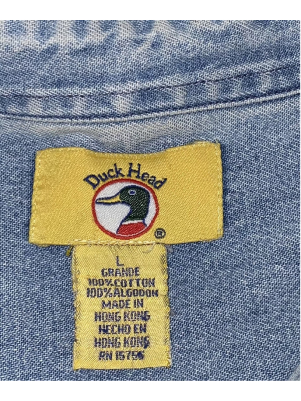 Vintage Duck Head Denim Button Down Shirt Mens L Light Wash 90s Workwear - Picture 4 of 6